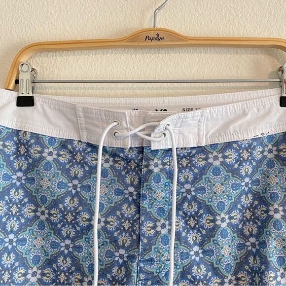 RVCA Morris Board Shorts Swim Trunks Sz 32 Mid Length 19" Blue Paisley - Picture 7 of 10